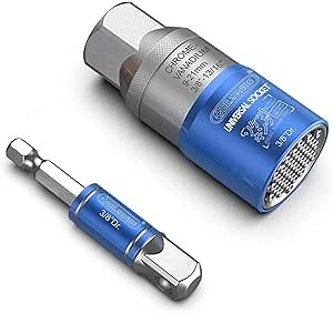 Universal Socket Tool Set-Universal Socket Grip, Ratchet Wrench Power, 9-21mm universal socket, Power Drill Adapter For Nuts, Hooks, Square, Hex, Caps & More| for Handyman,Father,Husband, Woodworking