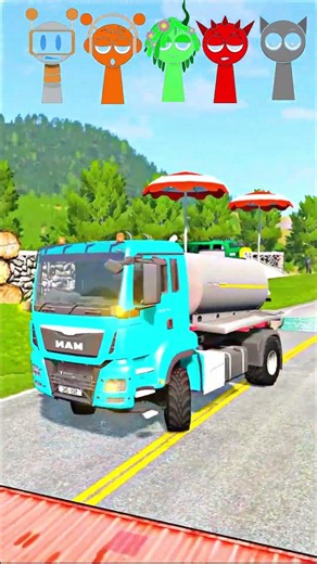 Double Flatbed Trailer Truck vs speedbumps |Busses vs speedbumps | Beamng Drive #87
