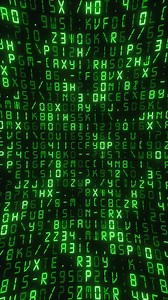 Download Vertical video - digital code matrix background - coding letters, numbers and punctuation marks with glitch. Computer programming or hacking concept. HD looping information technology background. for free