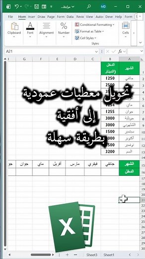 🔄 تحويل البيانات من عمودية إلى أفقية في #Excel بسهولة