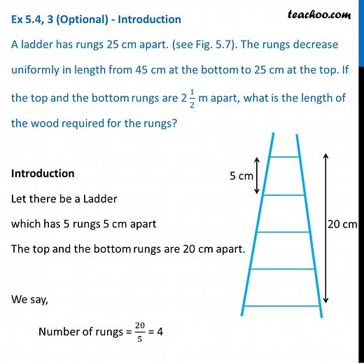 Ex 5.4, 3 (Optional) - A ladder has rungs 25 cm apart. Rungs decrease