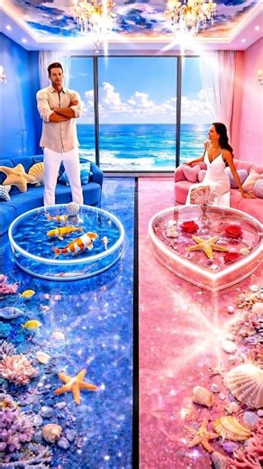I Built a Luxury Ocean & Heart Epoxy Floor 🌊❤️ Satisfying Room Transformation#shorts