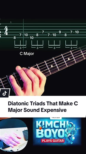 A full walk through the diatonic triads in C major. Clear voice leading across the neck with triplet phrasing. Perfect for players working on melodic soloing, fretboard visualization, and modern phrasing. Guitar theory practice. C major shapes. Triad soloing ideas #guitarpractice #triads #guitarexercise