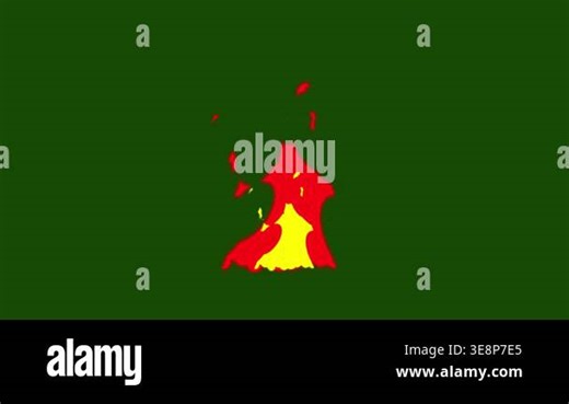 2D Cartoon Smoke and Fire Animation on Green Screen Stock Video Footage - Alamy