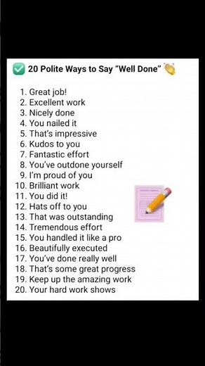 20 polite ways to say well done ☺️