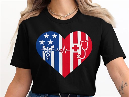American Flag Heart T-shirts, Medical T-shirts, Patriotic Nurse T-shirts, Medical Worker T-shirts, USA Flag T-shirts, Doctor Nurse T-shirts - Etsy