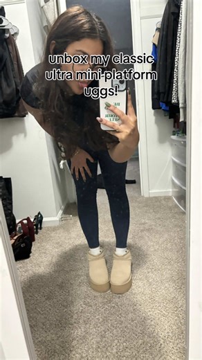 unbox my classic ultra mini platform uggs in sand! for reference I got a womens US size 5! #ultraminiuggs #uggs #unboxing