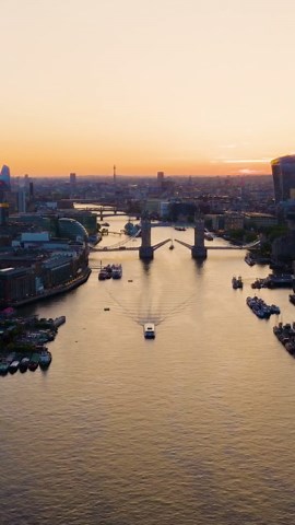 River Thames to Tower Bridge: Drone Tour of London's Skyline.