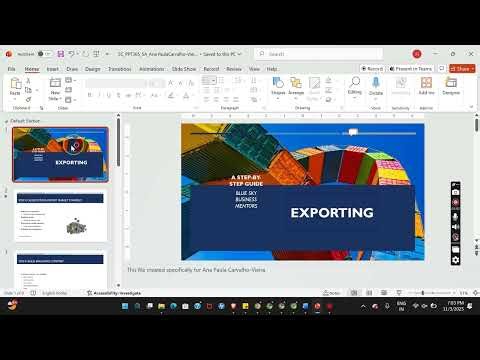 Shelly Cashman PowerPoint 365 | Module 5: SAM Project A | Blue Sky Business Mentors Exporting Guide