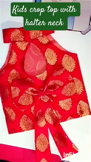kids crop top with halter neck design #fashion #diy #croptop #shorts