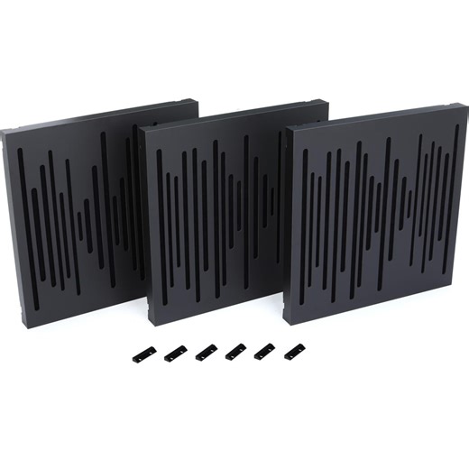 Vicoustic VicPattern Ultra Wavewood MKII Acoustic Panel - Matte Black, 3-pack