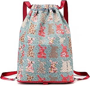 QUROXO Drawstring Foldable Large Capacity Dry-wet Separation Travel Sports Backpack, Waterproof Drawstring Gym Sack (C)