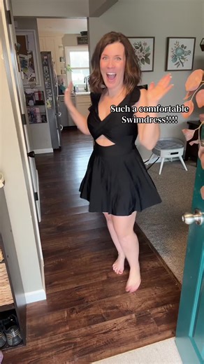 Aleumdr Women's One Piece Swimsuit Ruffle Cutout Swimdress Tummy Control V Neck ##swimdress##swimsuitdress##modestswimwear