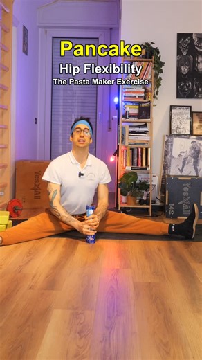 Want a flat Pancake? Make pasta 🍝😂 One of my favorite strategies to unlock a deep pancake is something I call “The Pasta Maker.” Here’s how it works: Set your legs in a pancake position (roughly 90–120°). Place yoga blocks and a rolling object (like a foam roller) in front of you. As you fold, roll forward, aiming to bring your lower abdomen toward the blocks first. Most people make this mistake in pancake: they try to drop straight down. Instead, you must reach forward and down at the same ti