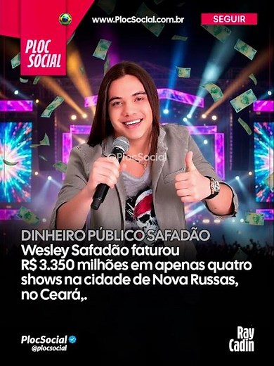Wesley Safadão faturou mais de R$ 3,3 milhões em 4 shows na cidade de Nova Russas no Ceará