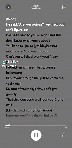 Tate McRae - Greedy (Official Lyrics Video)