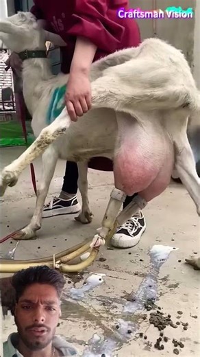 The process of mechanical milking for goats