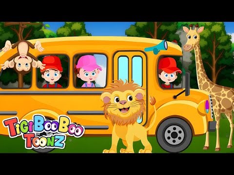 Wheels on the Bus Zoo Animals 🐘🐒🐊 | Fun Kids Songs & Nursery Rhymes – TigiBooBoo Toonz