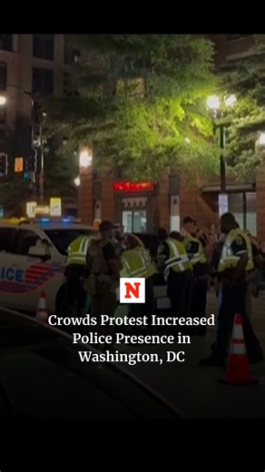 197K views · 10K reactions | Crowds gathered in Washington to protest increased police presence after President Donald Trump announced that hundreds of National Guard troops would be deployed in the city. | Newsweek | Facebook