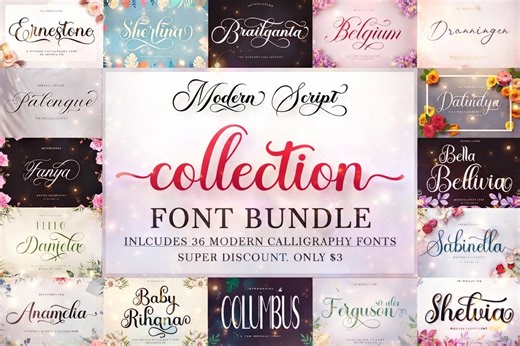 Modern Script Font Bundle: 36 Calligraphy Fonts for Cricut, Canva, Procreate ,wedding Branding Cursive Fonts (digital Download) - Etsy