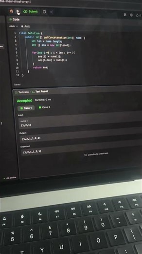 LeetCode | Challenge 1 | Concatenation of Array #leetcode #java #software #array#QuestChallenge