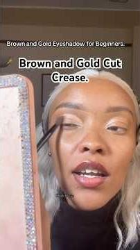 Brown and Gold cut crease eyeshadow.