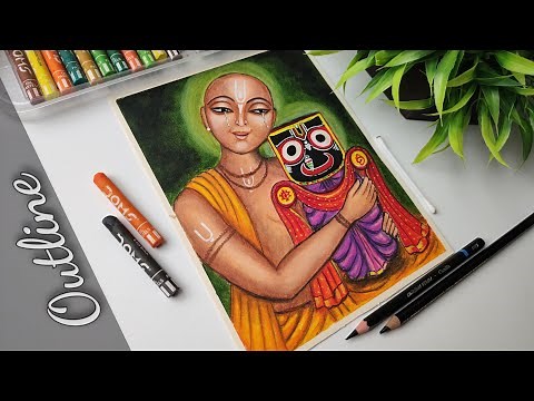 Lord Jagannath Drawing with Oil Pastels | Lord Jagannath with ShreeChaitanyadev drawing #jagannath
