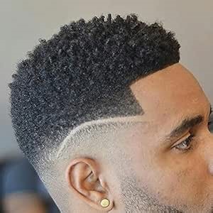 HAPPY&CC Mens Wig Men Toupees Human Hair Full French Lace Hair Replacement System Black Male Afro Toupee African American Wigs 120% Density Natural Hair Units for Men 8x10 Inch #1 Jet Black