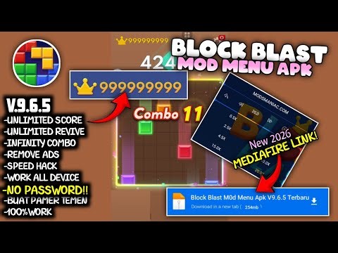 NEW UPDATE !! Block Blast Mod Menu Apk V9.6.5 Terbaru 2026 - Unlimited Score & No Password