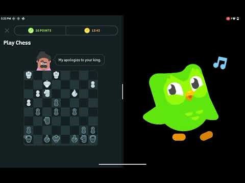 Doing Duolingo chess and music with Duolingo walking sticker animation
