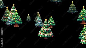 Christmas trees animation video, Different trees moving in a wiggly motion from left to right