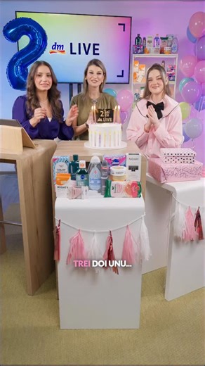 🎉 Ediție specială #dmLIVE! 🎉 Am sărbătorit 2 ani de #dmLIVE, iar noi am venit cu o emisiune plină de energie, surprize și momente speciale! ✨ Alături de noi a fost invitata specială Karina Rancea, Specialist Marketing & Coordonator dmLIVE, care ne-a împărtășit povești din culisele acestei aventuri și multe informații exclusive. Discuția a fost moderată de ambele noastre gazde: Ana-Maria Popescu și Ana Maria Chevereșan, pentru o experiență completă și dinamică! 🎤💬 | dm drogerie markt Romania