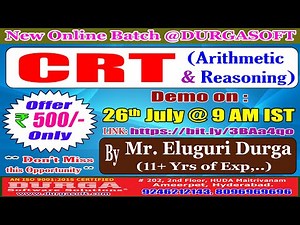 CRT (Arithmetic & Reasoning) Online Training @ DURGASOFT