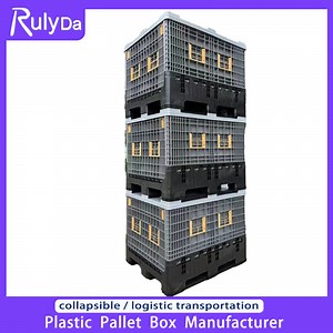 [Hot Item] Large Bulk Heavy Duty Large Stackable Folding Collapsible Bulk Plastic Pallet Foldable Large Box/Bin Container for Storage