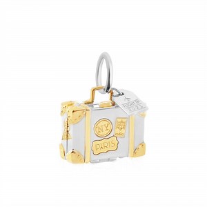 Vintage Suitcase Charm | Two-Tone Gold Vermeil & Sterling Silver Travel Charm