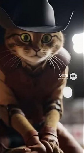 Epic Bull Ride With a Cowboy Cat!