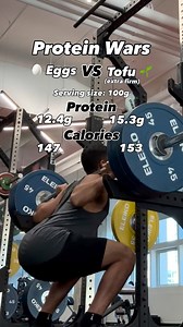 Protein Wars: Eggs vs. Tofu Serving size: 100g Eggs: - Calories: 147 - Protein: 12.4g - Protein per 100 calories: 8.4g - Saturated fat: 3.2g - Cholesterol: 411g Tofu: - Calories: 153 - Protein: 15.3g - Protein per 100 calories: 10.0g - Saturated fat: 1.8g - Cholesterol 0mg Note: I used USDA FoodData Central’s info for @sunrisesoyafoods extra firm tofu since extra-firm is, in my opinion, the best option for making a tofu scramble, and the Sunrise brand is one of the most common types I see around