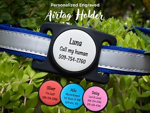 Gotags AirTag Dog Collar Holder, Personalized Engraved AirTag Dog Tag, Silicone Dog ID Tag, Slide on Dog Tag Air Tag Case - Etsy