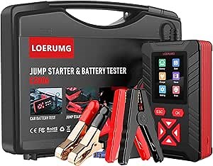 Car Tester with Jump Starter,800A Peak 12V Portable Auto Battery Starter for 6.0L Gasoline and 3.0L Diesel Engines,Battery Booster. (Black+Red)