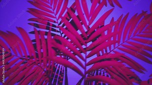 Vacation. VJ loop, animated footage.Tropical animated background. Palms on the beach. Beach Party. Pink and Violet.