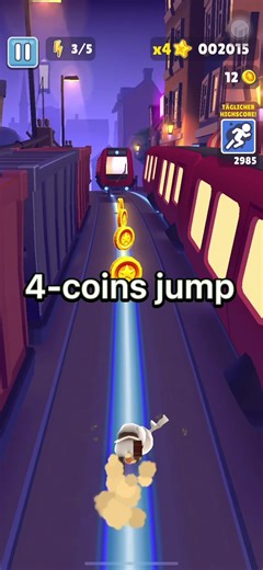 tutorial on 4-coin jump😈 #subwaysurfers #subwaysurferschallenge #nocoinchallenge
