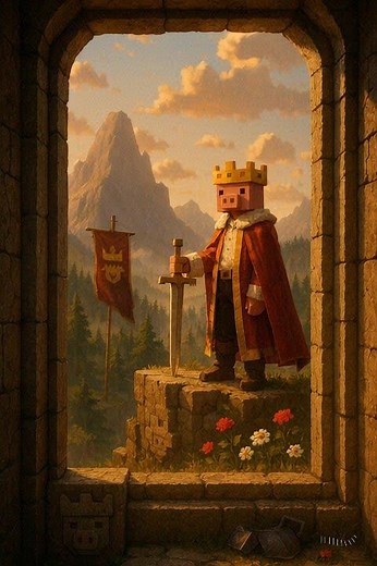 Minecraft King on the Mountain 👑⛰️ Epic Blocky Hero Moment #minecraft #animation #king