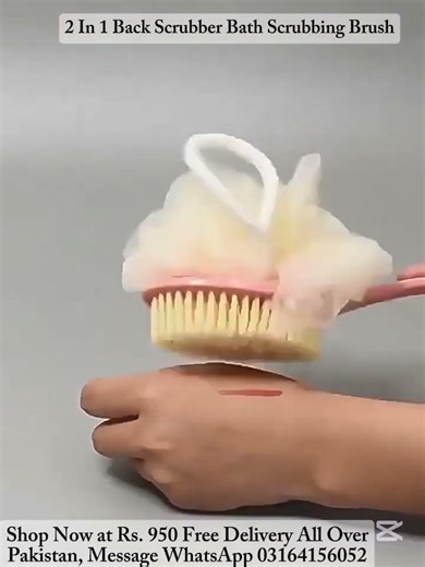 2 In 1 Back Scrubber Bath Long Handle Scrubbing Brush