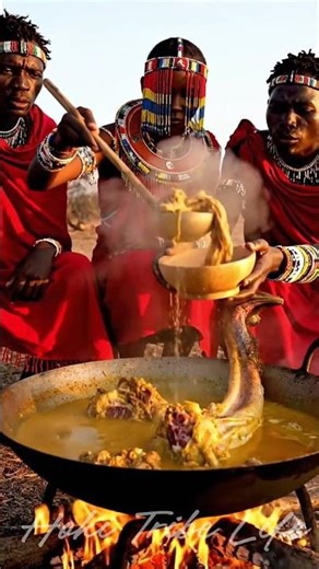 Samburu Tribe Cooking Giant Ostrich Over Open Fire 🔥 #triballife #tribalfood #shorts