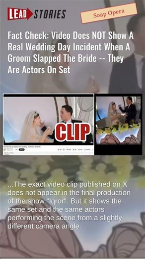 Fact Check: Video Does NOT Show Real Wedding Day Incident Where Groom Slapped Bride -- Actors On Set