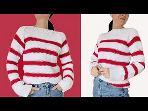 How to Crochet a Striped Waistcoat Stitch Sweater #crochetsweater #crochetknittingpattern #crochet