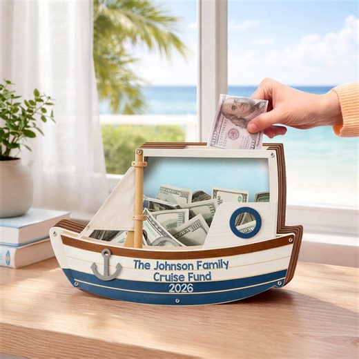 Personalized Cruise Fund Box for Family, Custom Boat Money Bank, Vacation Savings Box, Family Trip Gift, Cruise Fund 2026 Decor - Etsy