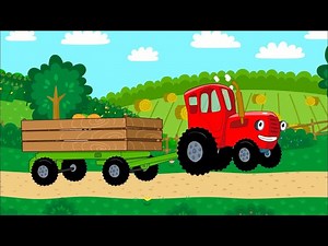 The blue tractor 🚜 - In the Fields the Blue Tractor on Big Wheels - kids song - Videos For Kids