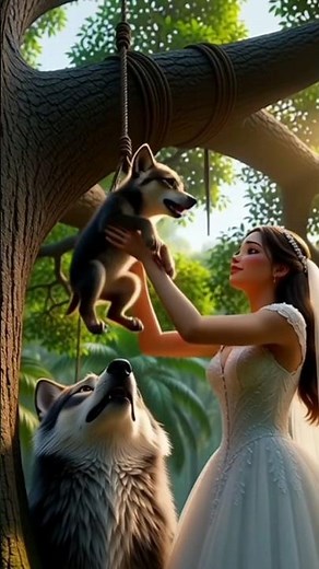 Bride Saves Stranded Wolf & Baby on Road — Emotional True Rescue Story 🐺❤️ #shorts