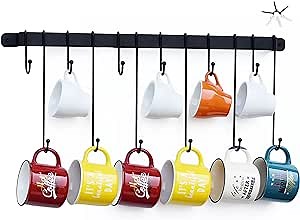 Livale Coffee Mug Hanger Wall Mounted - 12 Mug Hooks for Mug Display or Cups, 12 Hooks Kitchen Utensil Rack for Storage in Kitchen Counter Wall or Coffee Bar Decoration